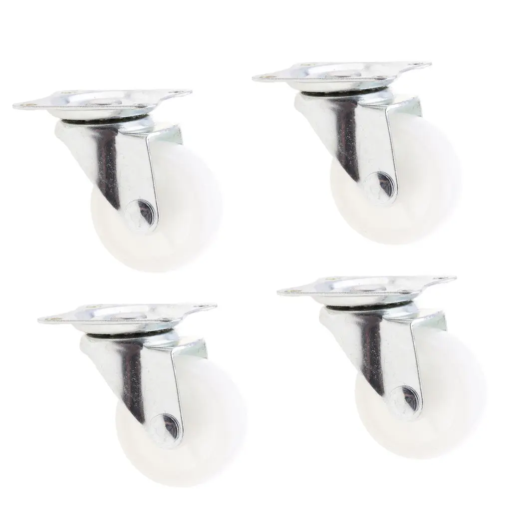 4 x Heavy Duty 40mm PP Swivel Castor Wheels Trolley Furniture Caster White Wear-Resistant, Smooth, Silence