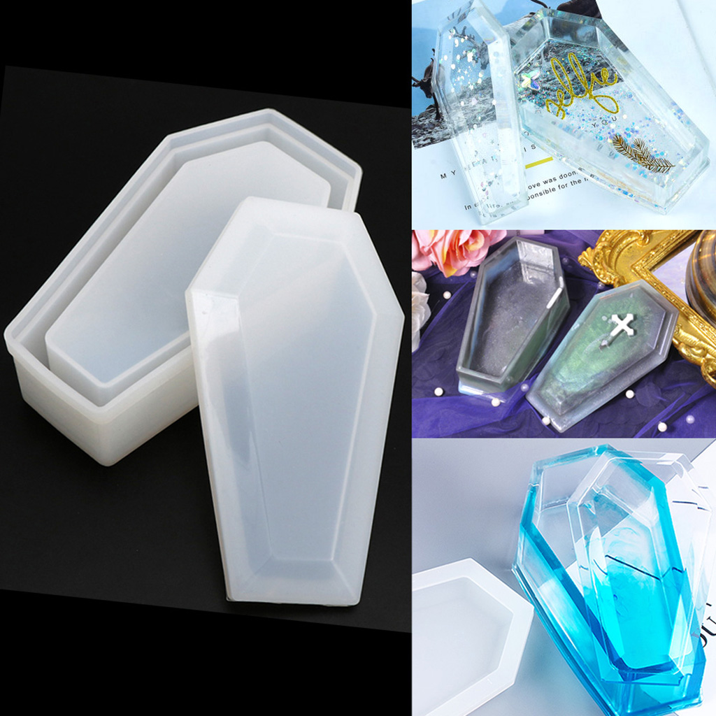 Gothic Crystal Coffin Storage Box Silicone Mold Resin for Halloween Resin Container Mold Art Supplies DIY Resin Making