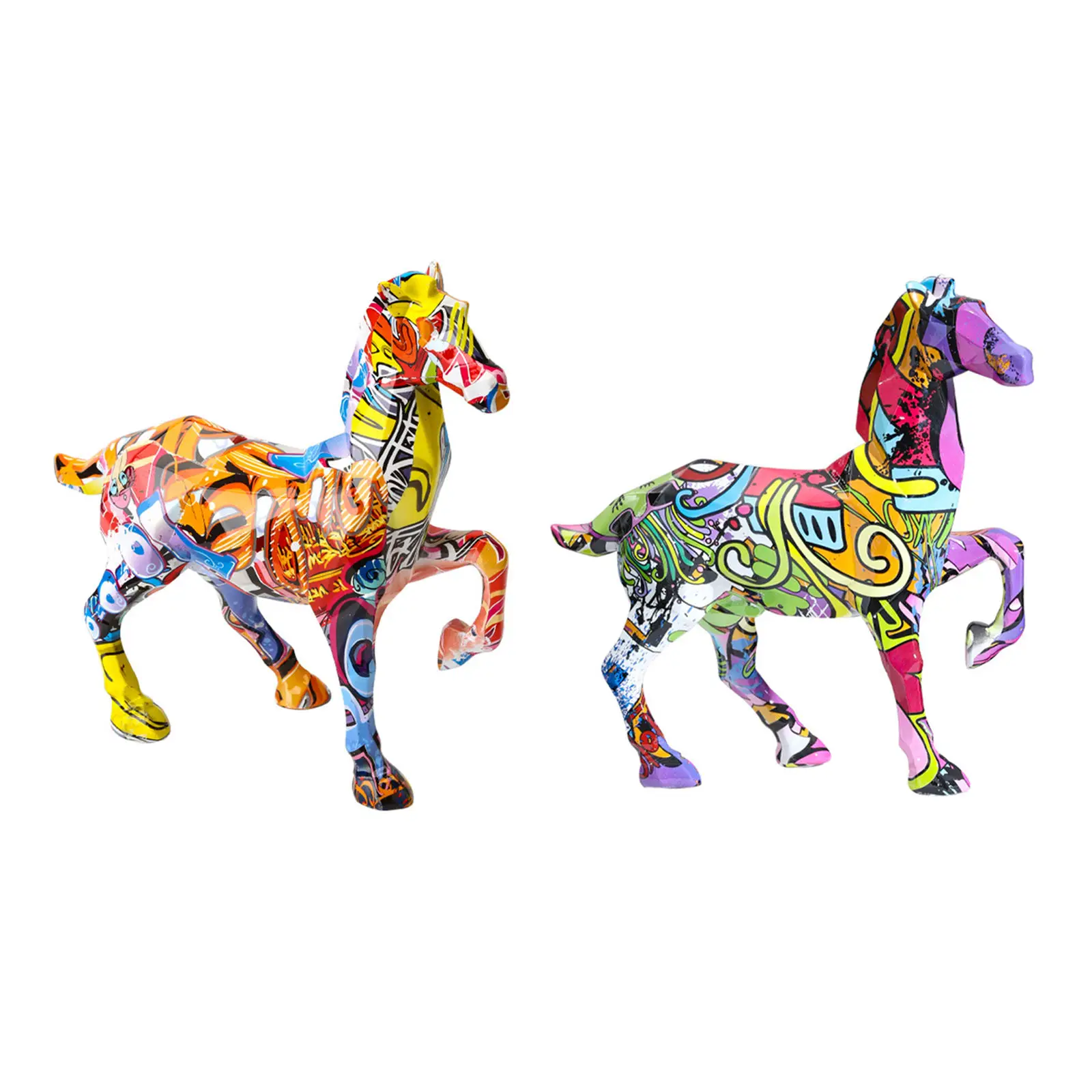 Mini Crafts Miniature Horse Figurine Resin Art Sculpture Home Furnishing Adornments