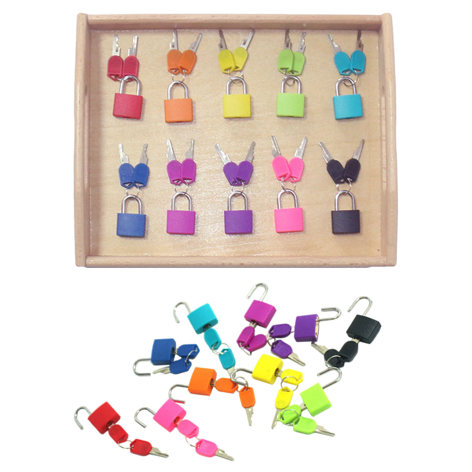 Set of 10 Early Learning Toys Classroom Matching Game Small Locks with Keys Padlock with Key for Luggage Lock Suitcase Lock