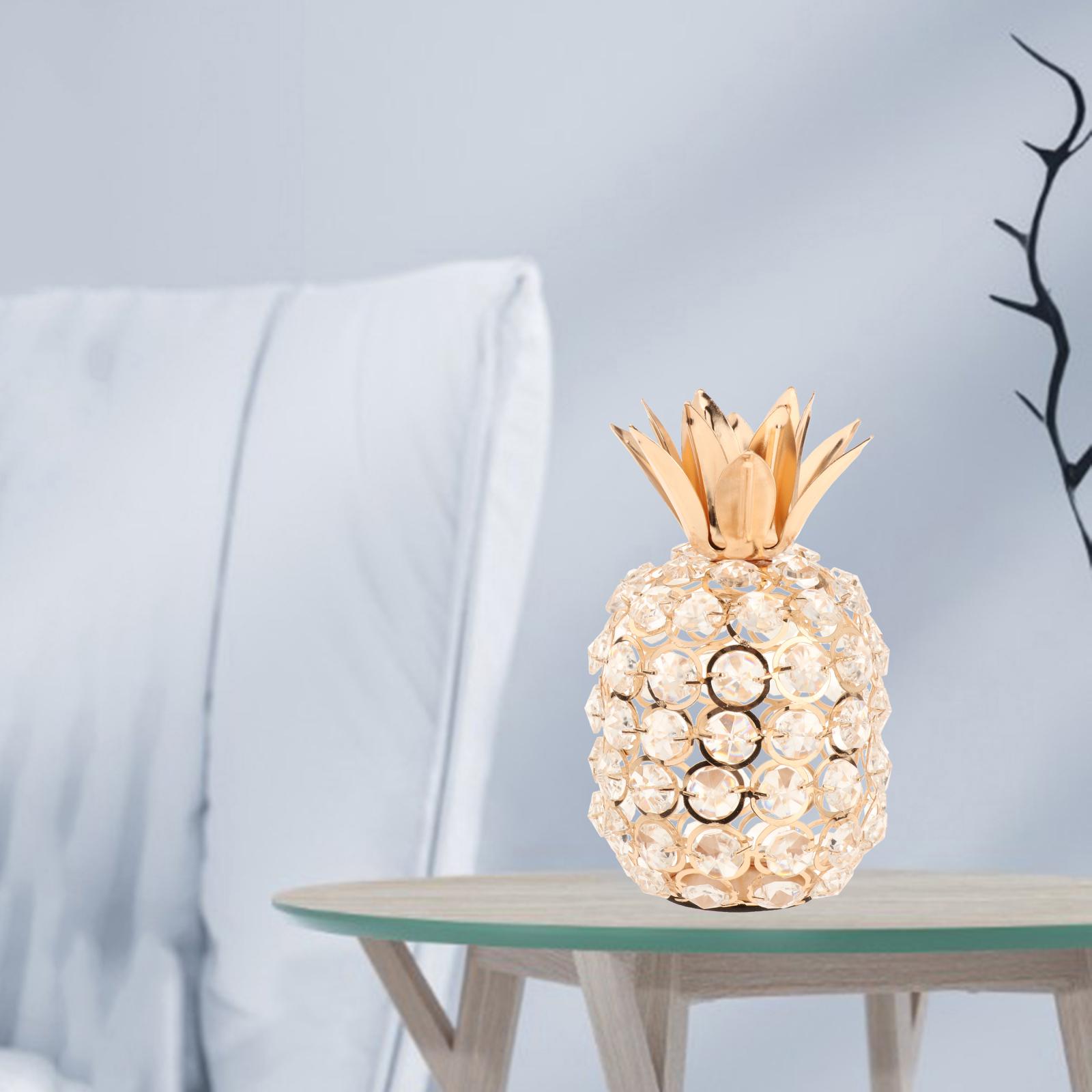 Sparkling Crystal Studded Pineapple Ornament Figurine Tabletop Statue Decor