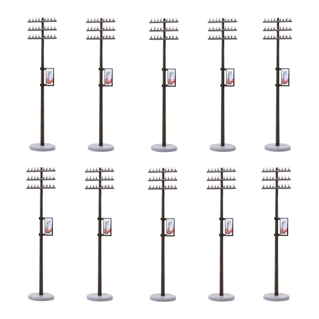 10x Standard 1:87 Electric Line Pole for Train Street LANDSCAPE LAYOUT HO