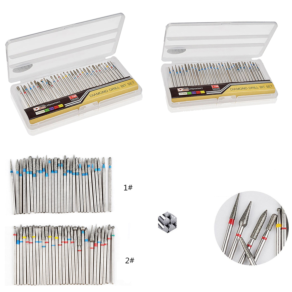 30 Types Diamond Nail Drill Bit Rotary Milling Tungsten Steel Metal Bits Set for