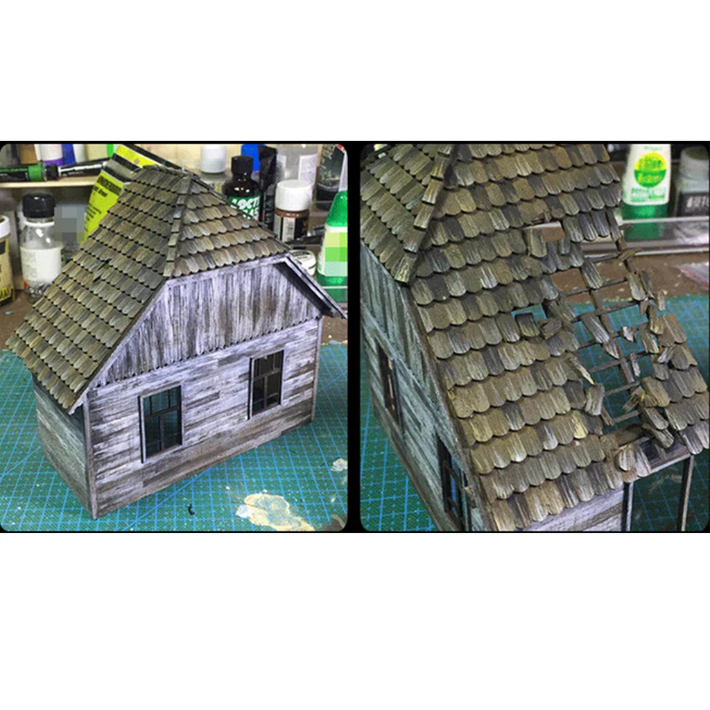 DIY  3D Puzzles Unassembled Wooden Ruins House 1:35 Scene Dioramas