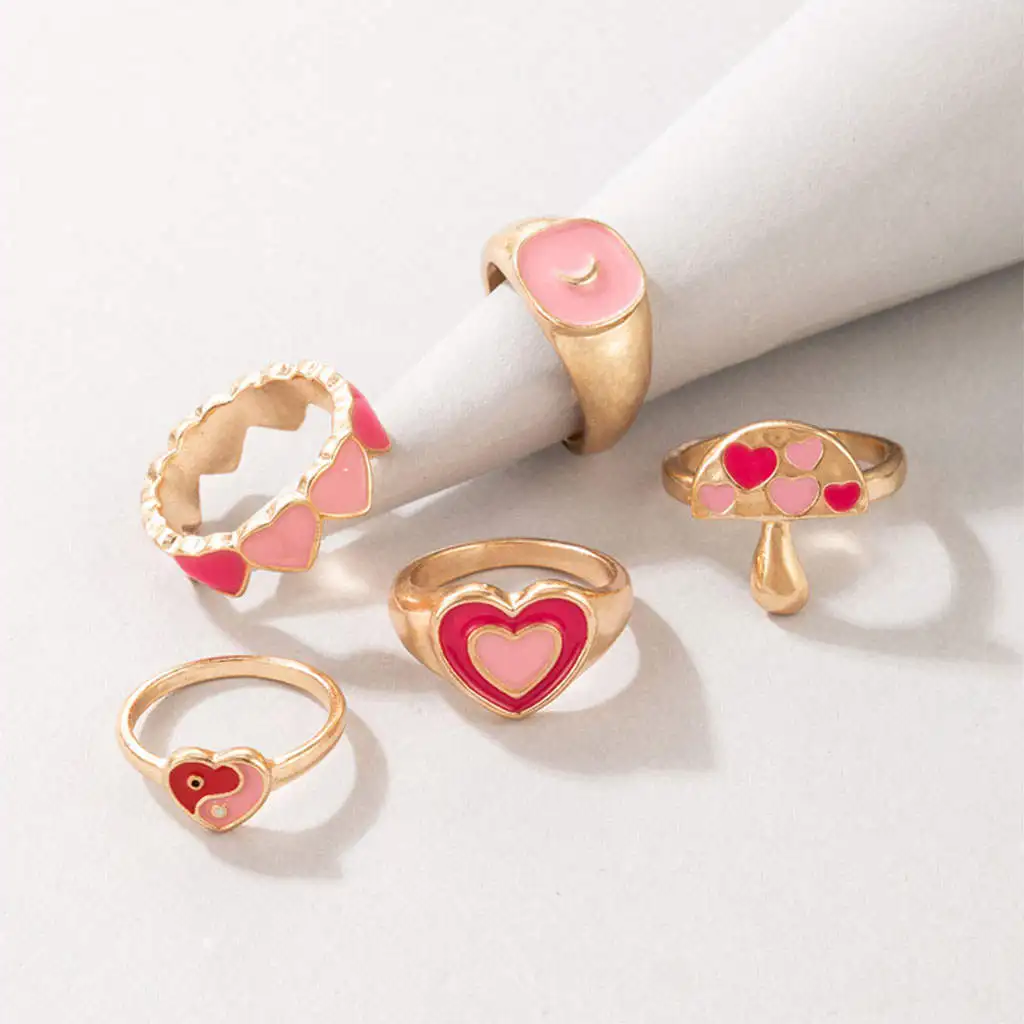 5 Pieces Stylish Rings Boho Ornament for Mother Daughter Party Daily Work