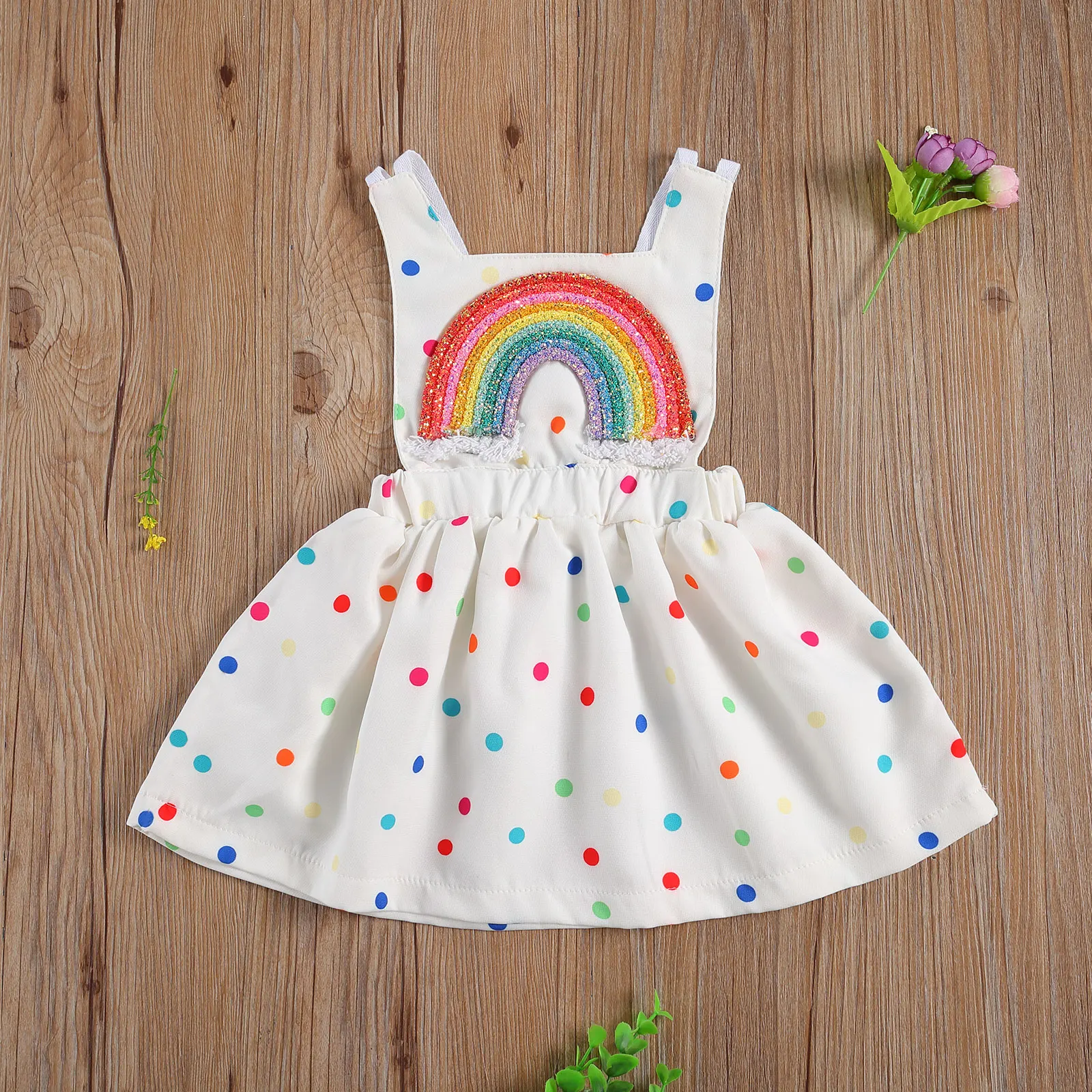 0-24M Backless Sundress Rainbow Colorful Dots Dresses - MumsDeal