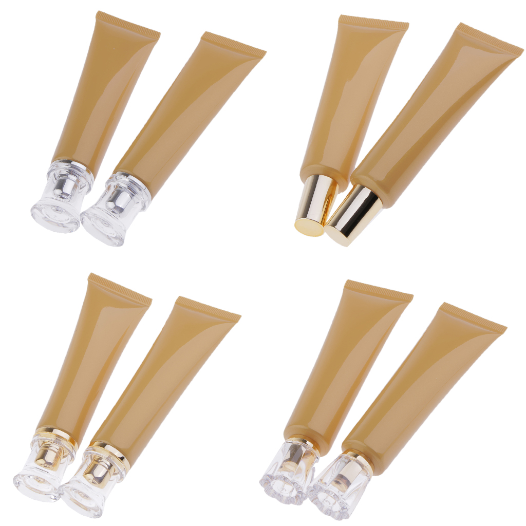 2pcs 40ml Empty Refillable Plastic Lip Gloss Body Balm Eye Gel Hand Cream Tubes Cosmetic Containers Bottles Set