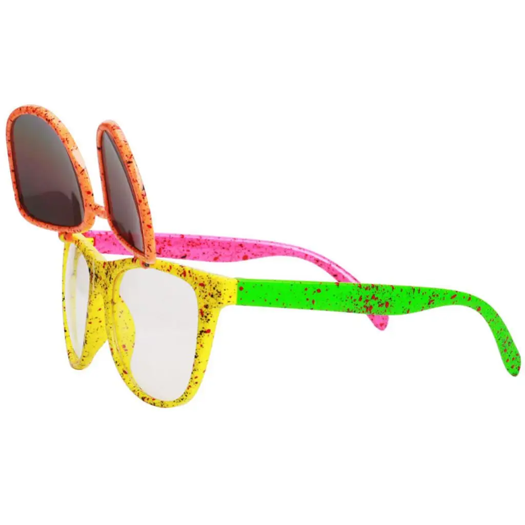 80s Neon Party Glasses Novelty Flip up Sunglasses Costume Props for Kids Adults
