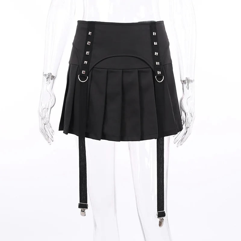 Punk Harajuku Mini Skirt Sexy Y2K Grunge Gothic Black Lace High Waist ...