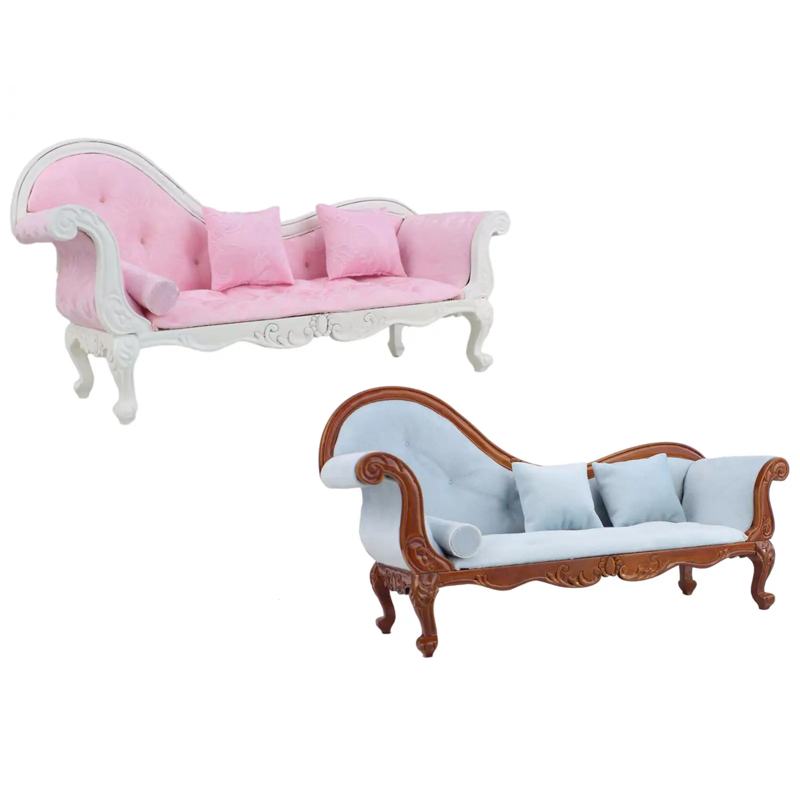 Mini Furniture Sofa Couch 2 Cushions For Barbie Doll House Accessories Dulc HK 