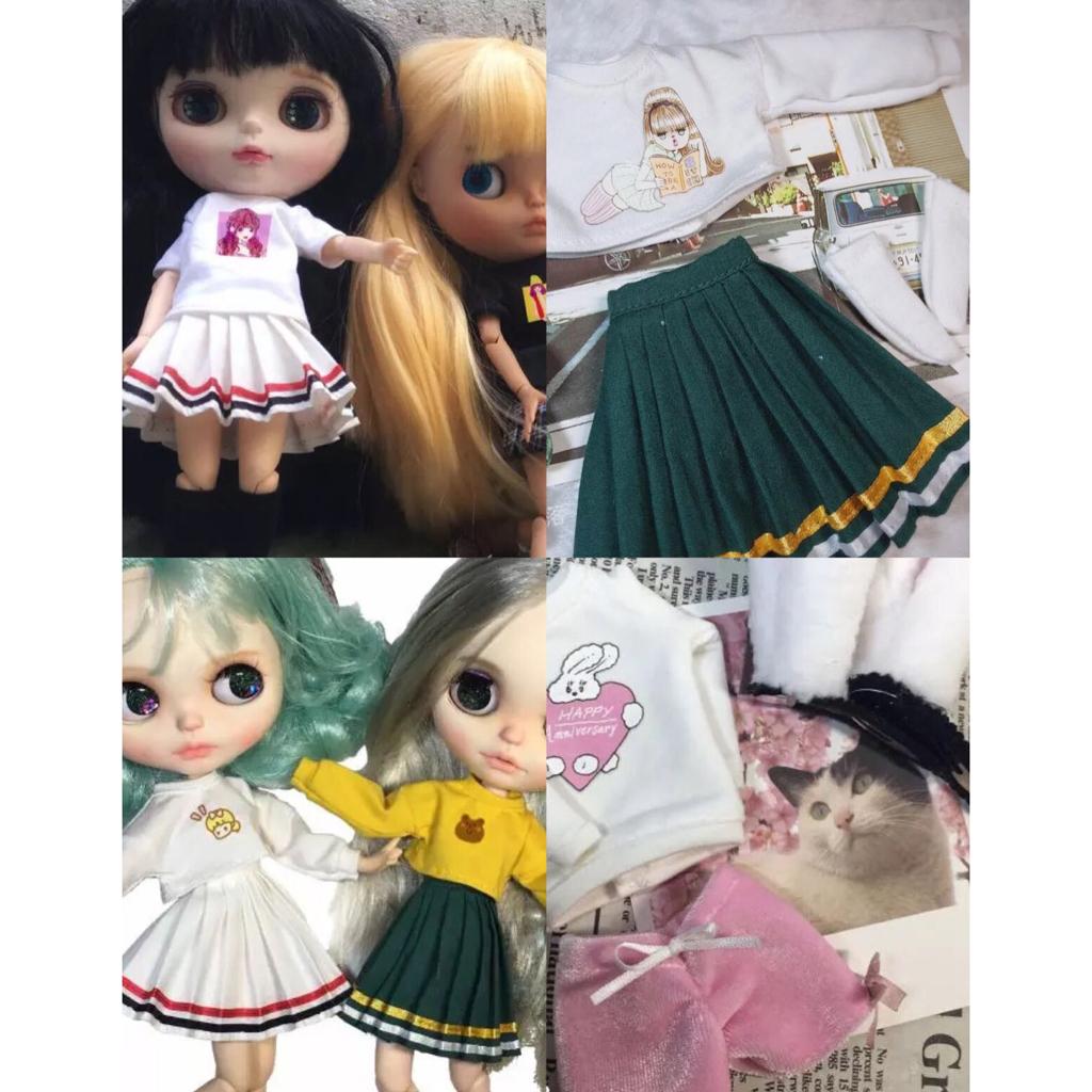 Classic Plaid/Striped Pleated Skirt for 12inch Blythe Pullip Azone Dolls Clothes