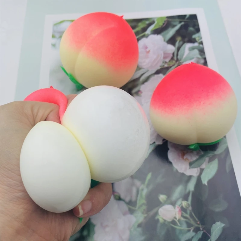 634F 1Pcs Simulation Peach Colorful Vent Ball Toy, Relieve Anti Stress Press Decompression Toy Balls for Child Kids mochi's fidget toys