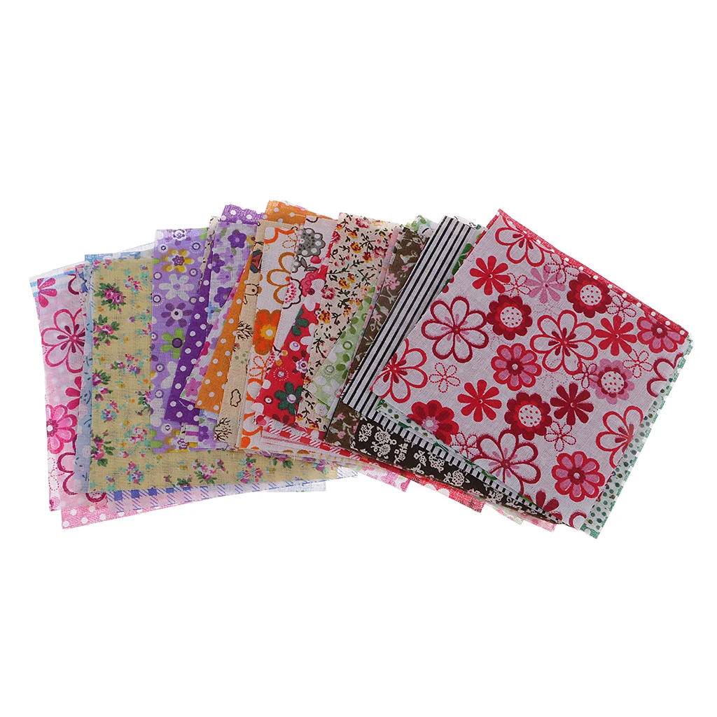 50pcs DIY Soft Tissues Bundle Cotton Cloth Fabric Patchwork DIY Sewing Scrapbooking Quilting Accessories - 10x10cm