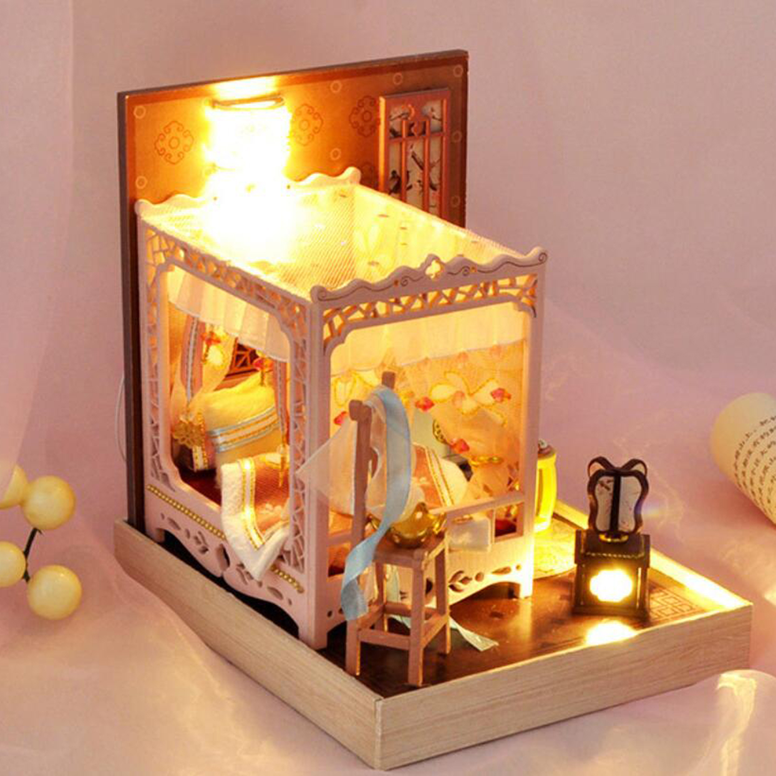 DIY Wooden Miniature Dollhouse Kids Home Toys Doll Houses Miniature