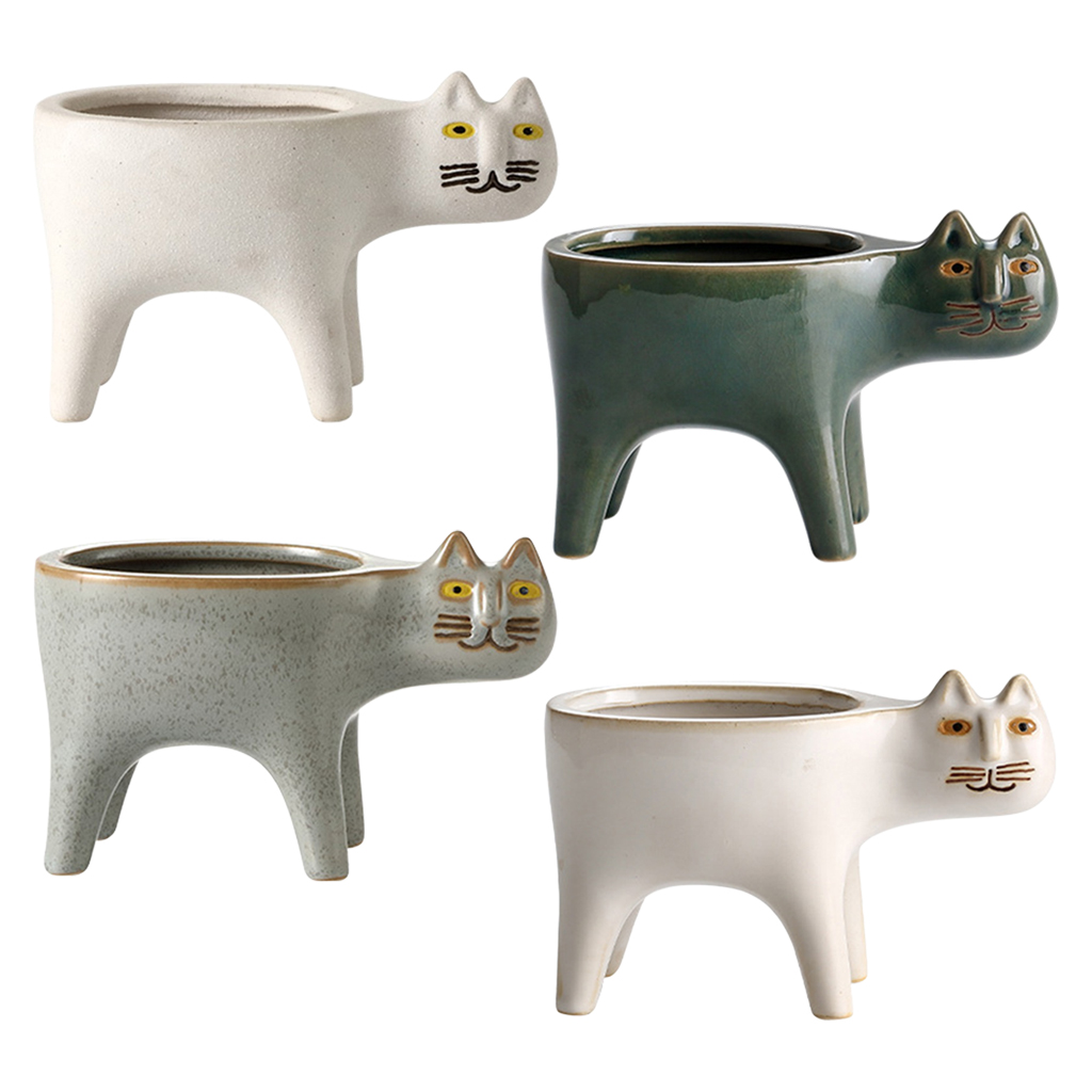 criativo gato cauda vaso de cerâmica flor plantador micro paisagem cactus vasos suculentos vaso com furo drenagem decorativa