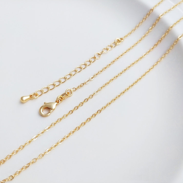 Länge 45CM Dicke 14K Gold Farbe Messing mit Karabiner Link Fertig Halskette Ketten – Detail 5