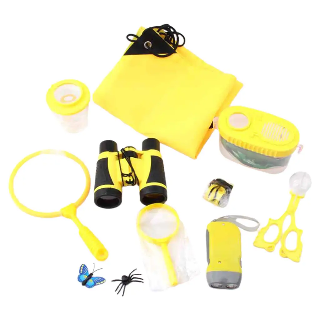 10 Pieces Outdoor Explorer Kit with Drawstring Bag for Kids Camping Costume