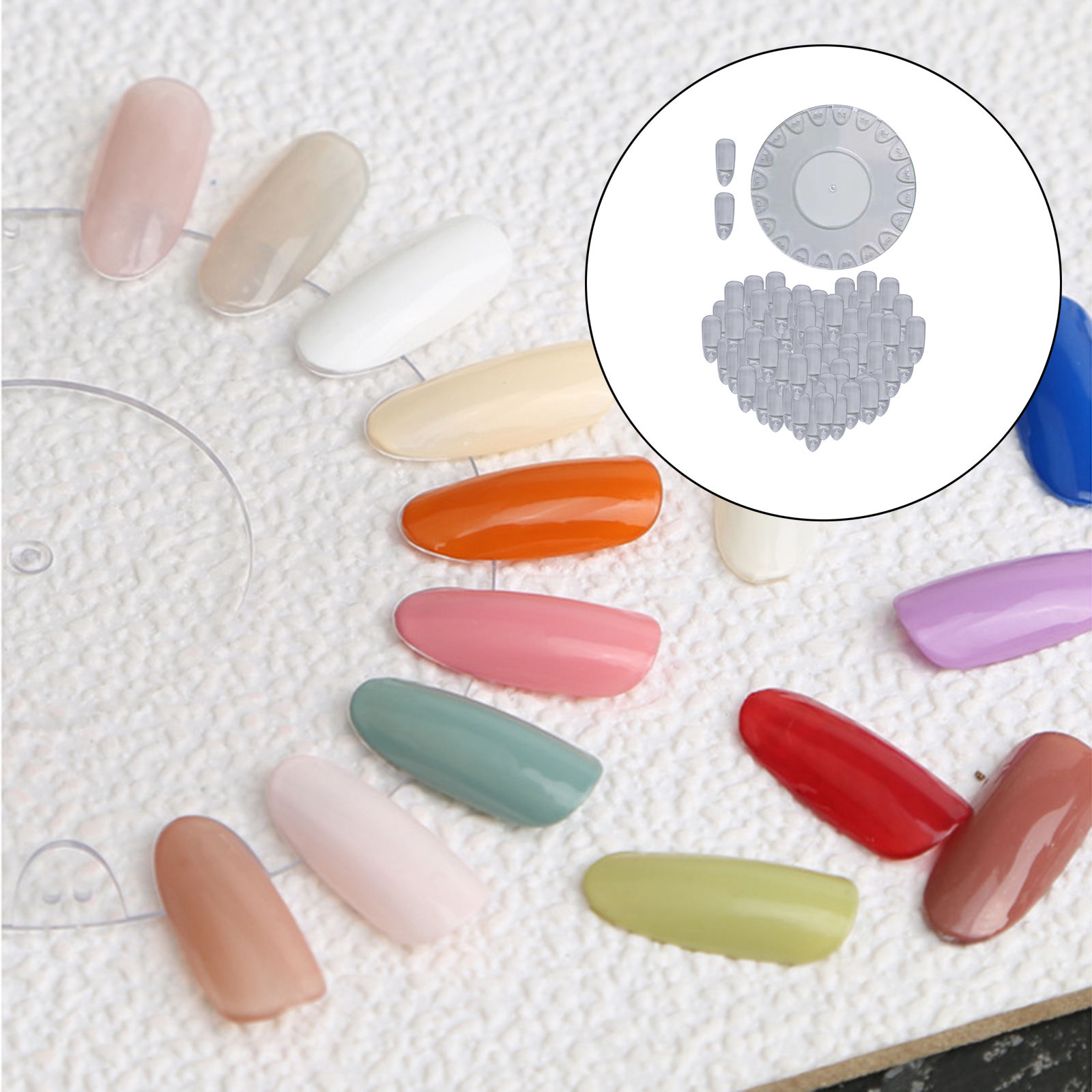 False Nail Art Tips False Fake Nail Display Board Nail Art Tool Plastic Nail Salon Display Clear Polish Color Practice Wheel