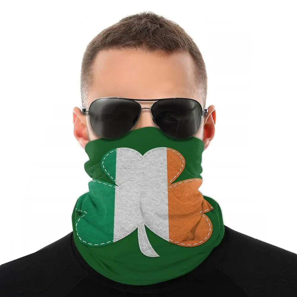 Irish Flag Shamrock Scarves Neck Face Mask Unisex Fashion Neck Warmer Neck Bandana Dustproof Headband Biking Camping head wraps for men