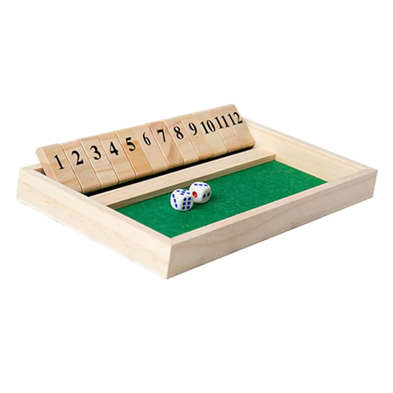 Shut The Box Wooden Board Dice Game with 12 Numbers  Tabletop Traditional Games Indoor Play Fun Game Entertainment