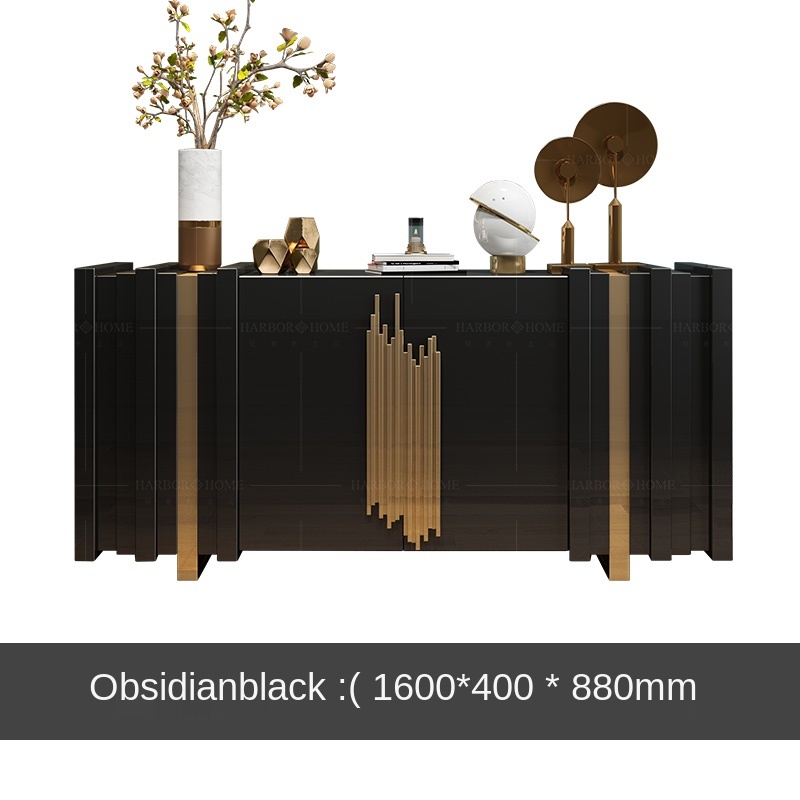 | بوفيه من خشب هندسي واستيل المذهب