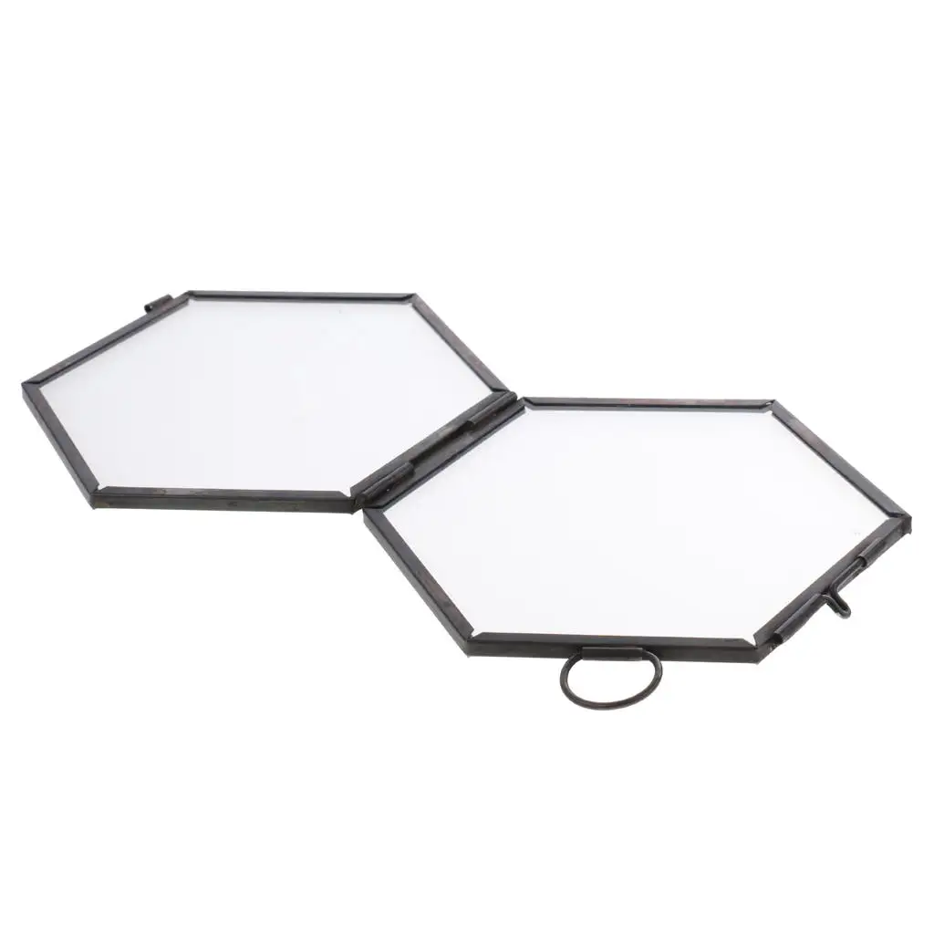 Glass Picture Frame, Clear Hexagon Frame Hanger for Photo Poster Certificate Sign Artwork Art Print Wall Hanging