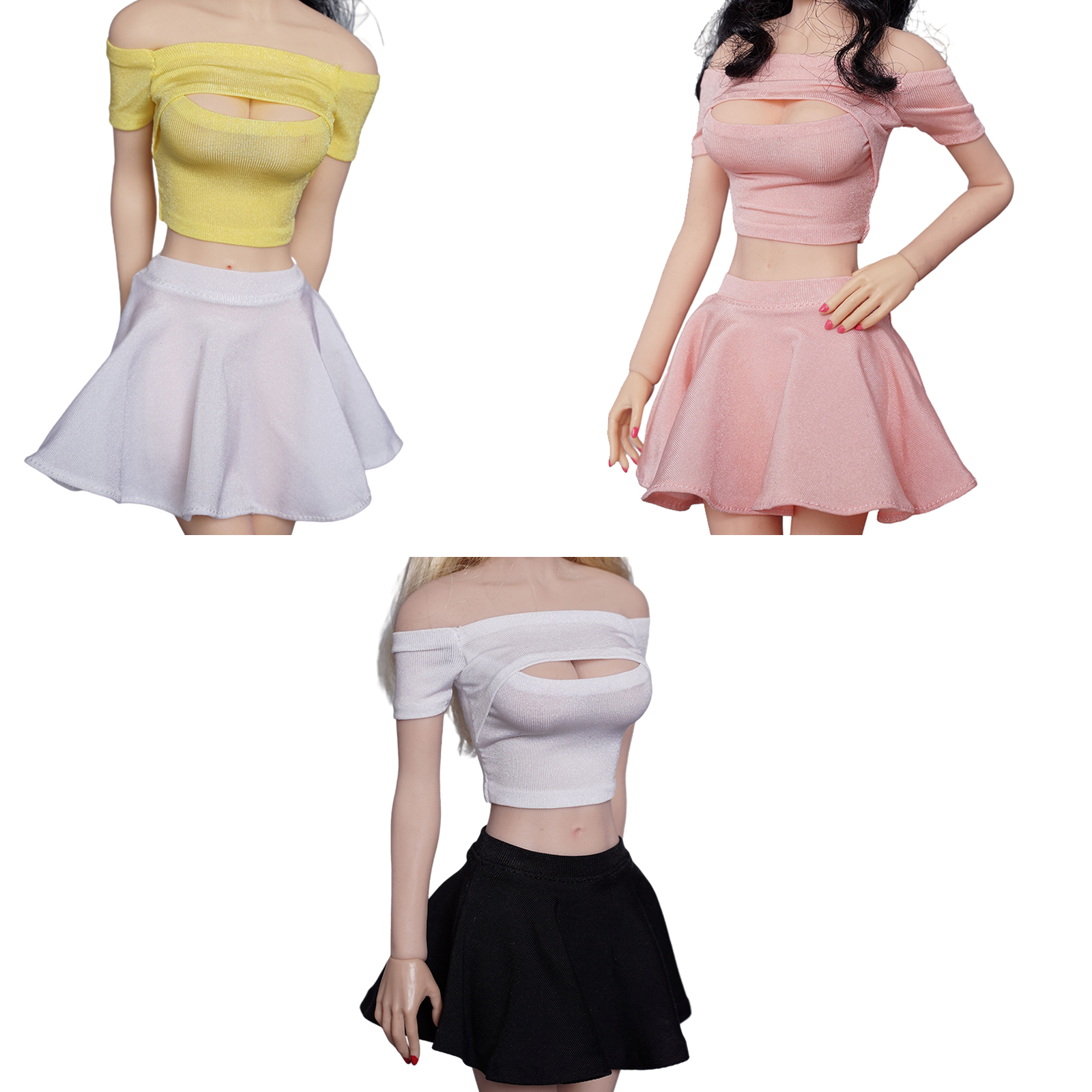 1/6 Scale Female Fashion Short Sleeves Shirts Tops & High Waist Pleated Skirt Outfits for 12'' Action Figures CY Girl Accessory