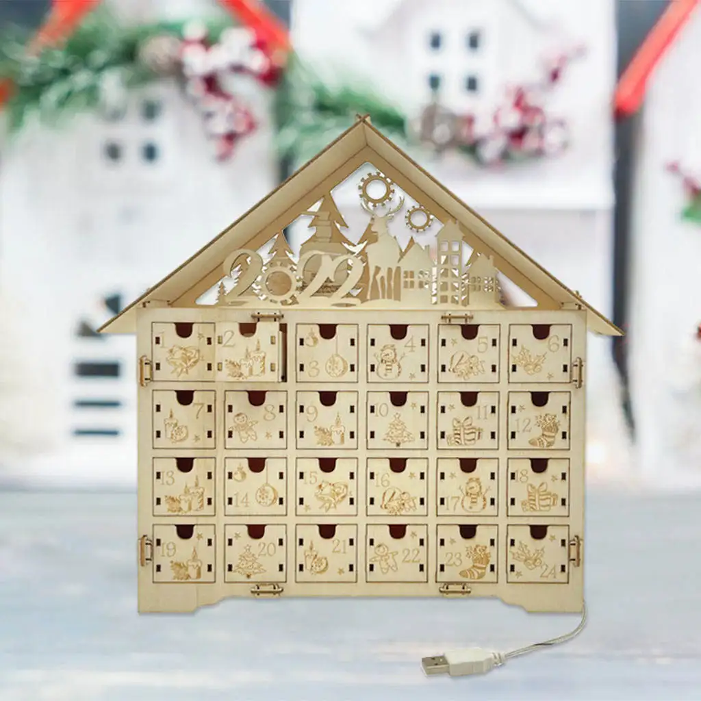Christmas Wooden Advent Calendar Refillable Count Down Calendar for Kids Adults Gifts