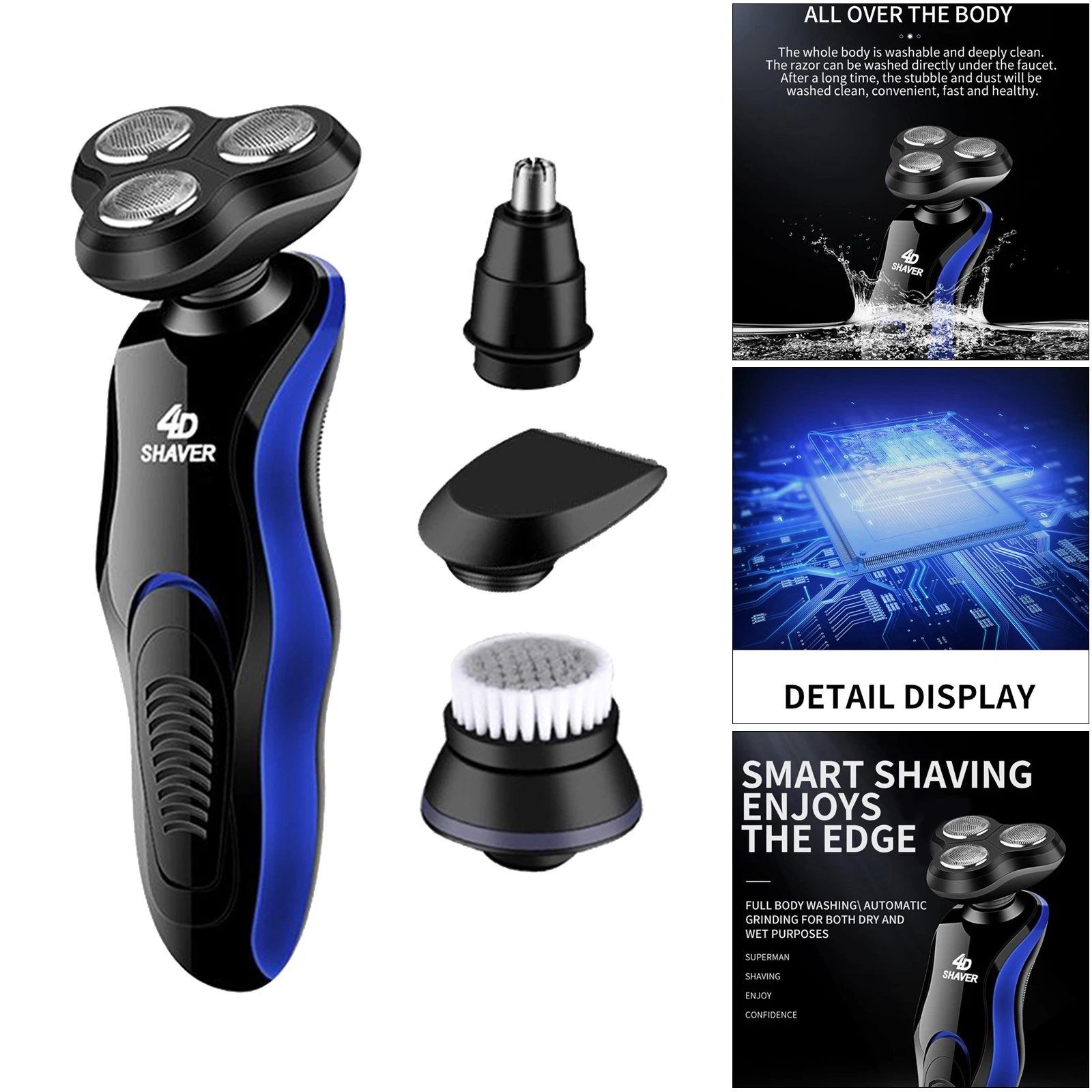 Electric Razor Shaver for Men Rechargeable Cordless Shavers Wet & Dry Razors for Shaving Trimmer, Waterproof