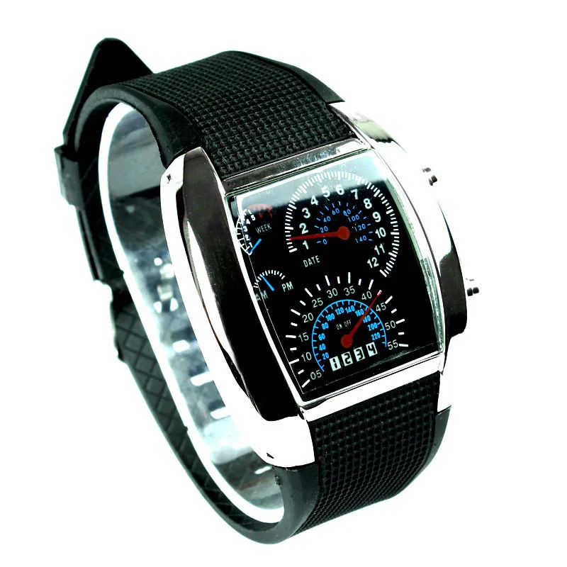 Men's watch fashion cool watch Sports LED analog car speedometer digital watch men's gift watch Montre homme