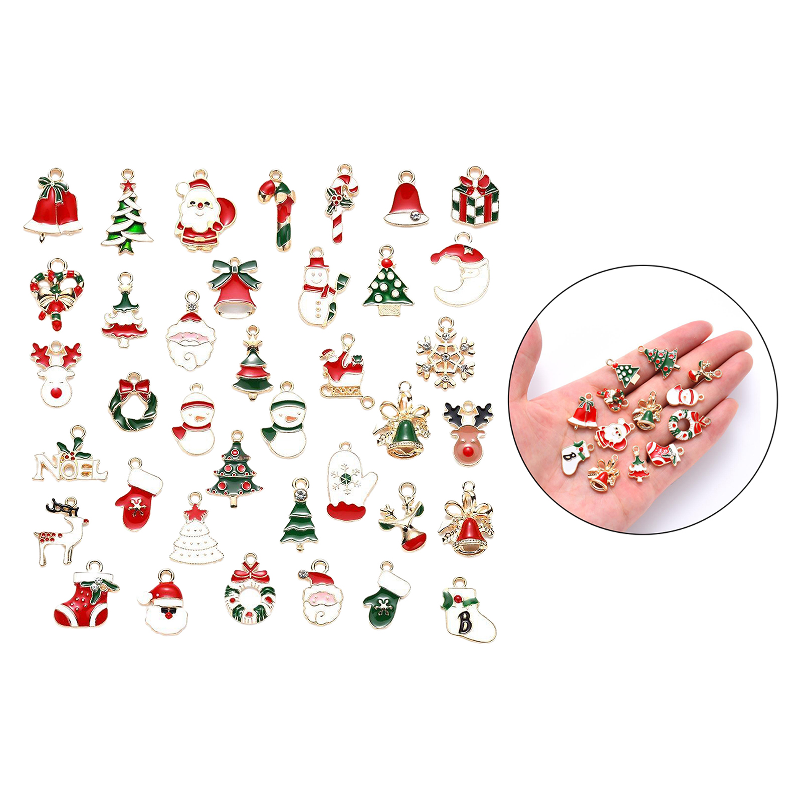 38x Christmas Enamel Pendant Charms for Jewelry Making Decorations Gifts