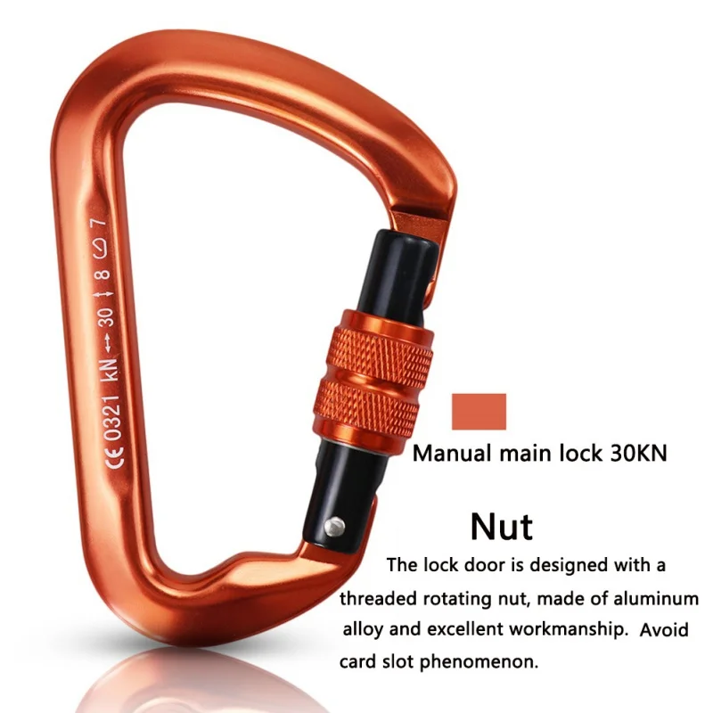 Details about   30KN D-Shaped Carabiner Lock Heavy Duty Aluminum Alloy Carabiner Clips for G4B4 