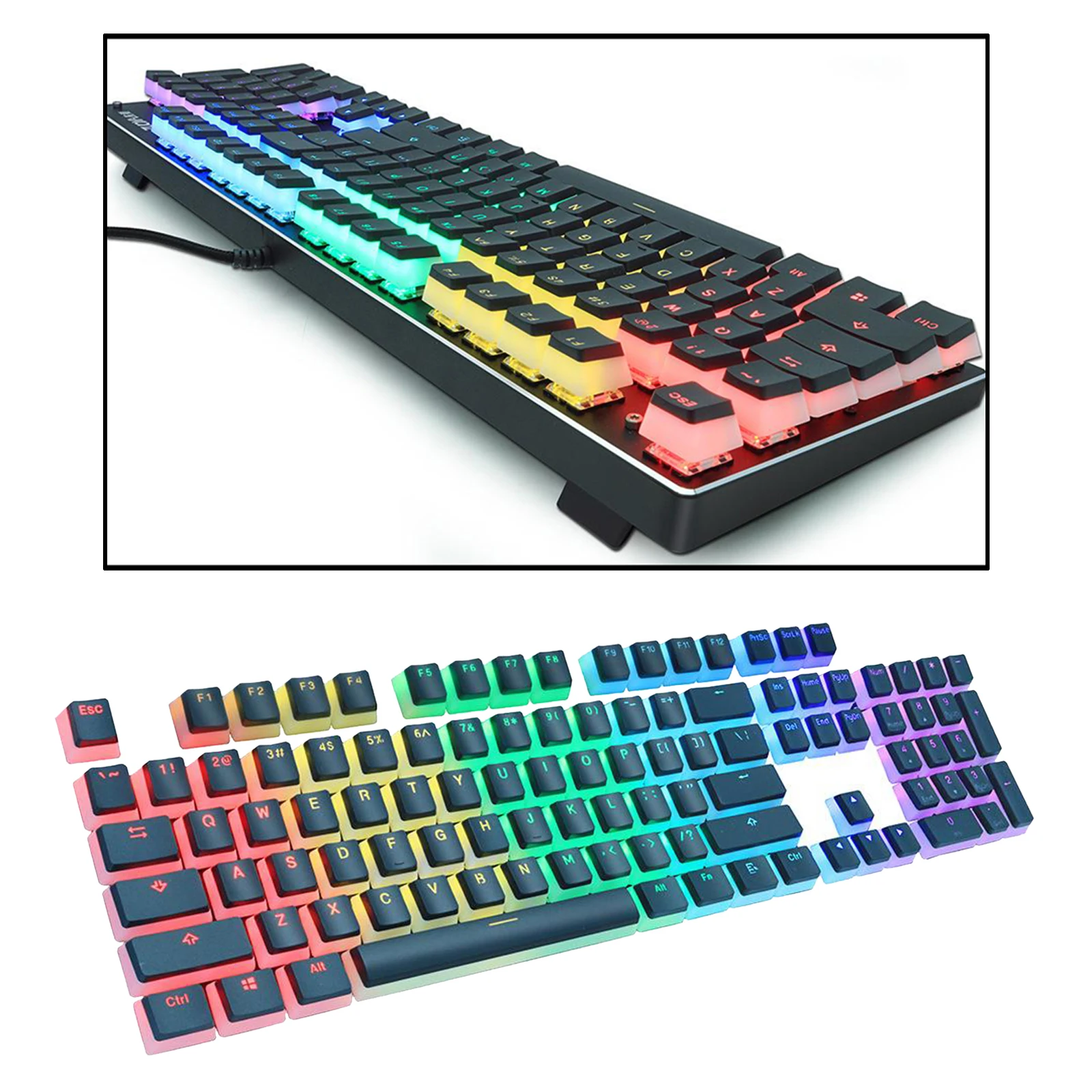 PBT Double Shot Pudding Keycaps 108 Keys Mechanical Keycaps Backlit Key Caps