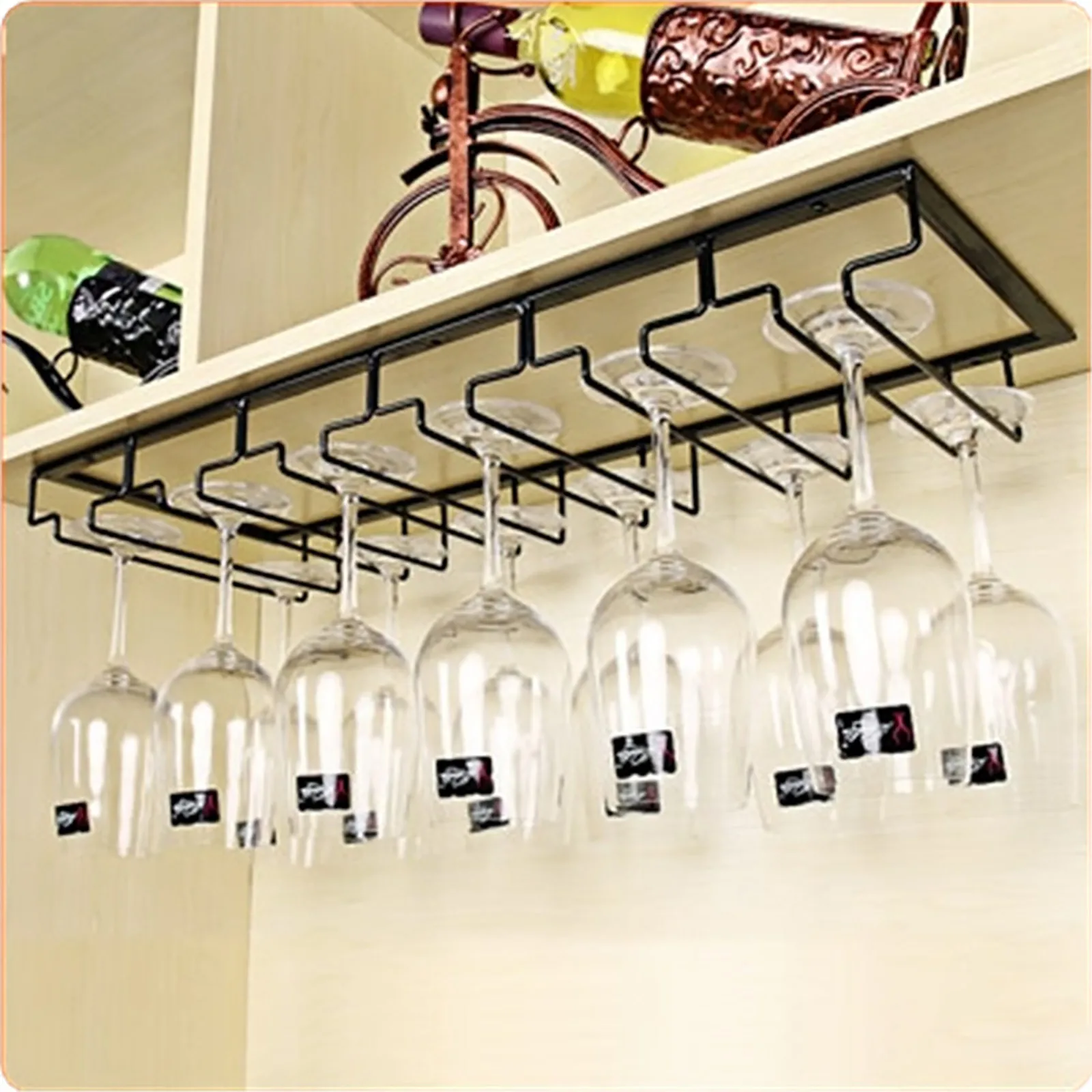 simple style iron hanging wine glass rack ceiling decoration rack Color : Bronze, Size : 60 * 35cm restaurants kitchens suitable for bars YJPDPHJJ Upside down wine rack 