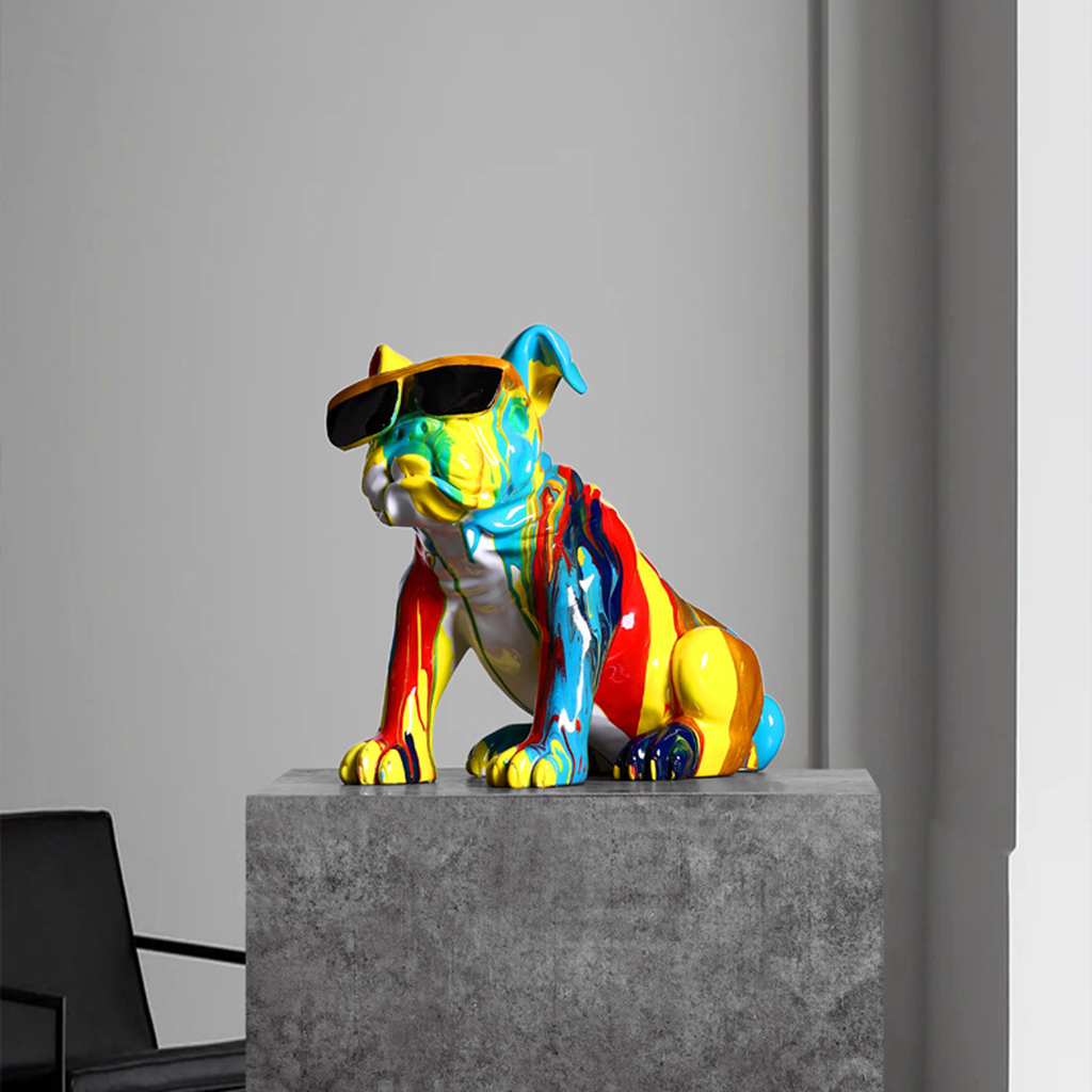Nordic Painted Colorful   Collectible Dog Figurine Sculpture Statue Ornament Art Crafts Sculpture Ornament Gifts Decor