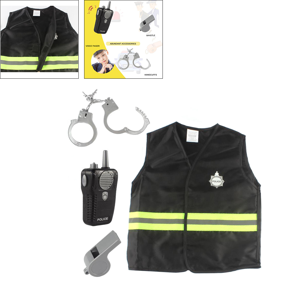 Cop Officer Police Costume Set Fancy Dress Up Preschool Toy Drama Props
