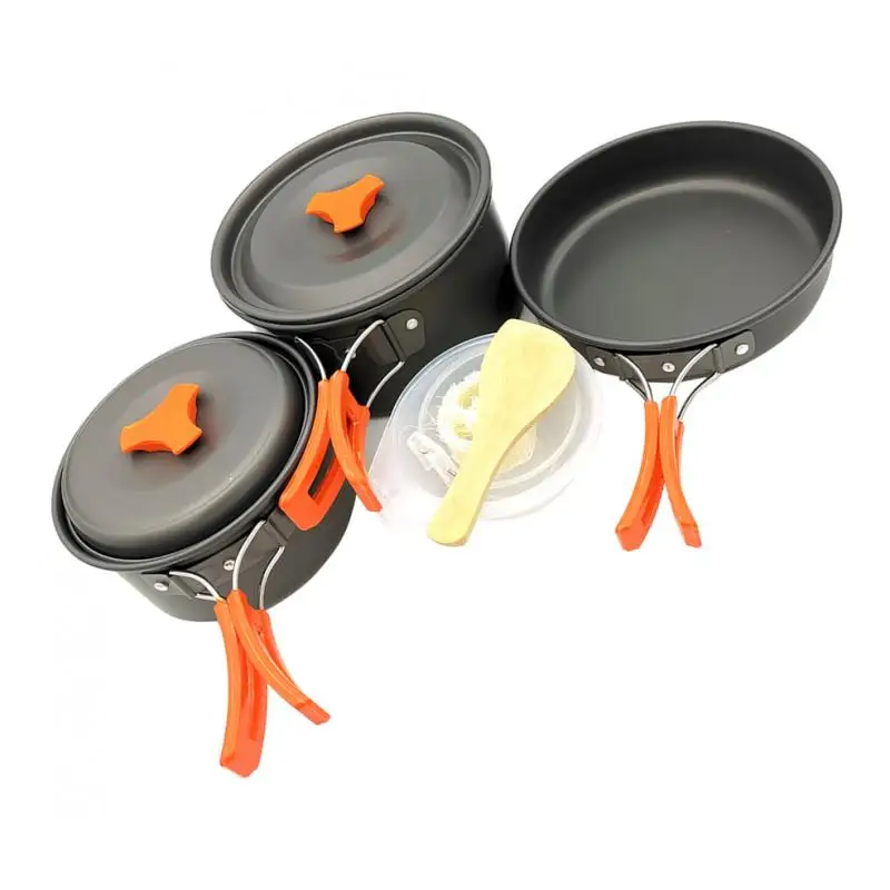 Lightweight Aluminium Cookset Non-Stick Cookware Set Collapsible Handle