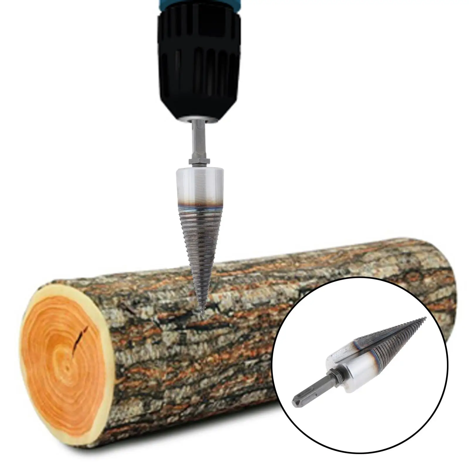 Wood Splitter Drill Firewood Log Splitter Drill Bit Heavy Duty Woodworking Splitting Wood Cone Drill Bit Step Drill Bit 