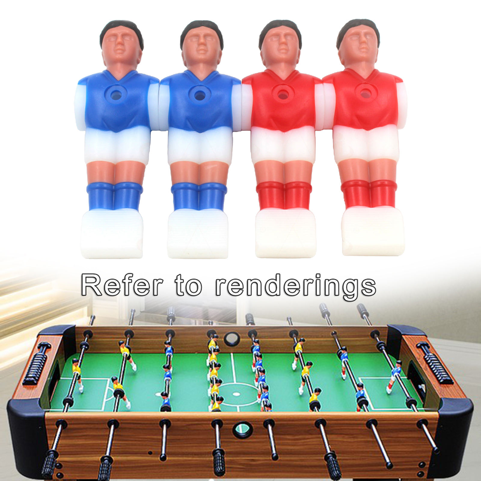 4pcs Hard Rubber Mini Foosball Men Table Top Football Players Model with Ball Indoor Replacement Accessories
