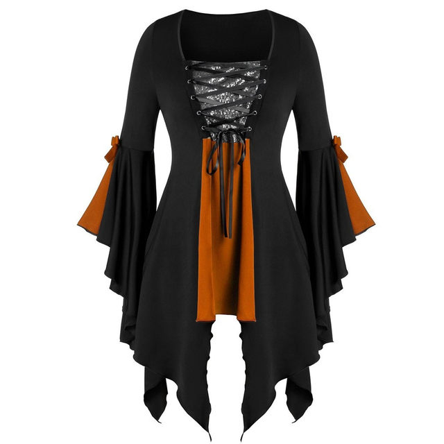 Traje medieval Mujer Manga mariposa Maxi Vestido Hombro frío Steampunk  Corset Vestido para mujer Ropa gótica