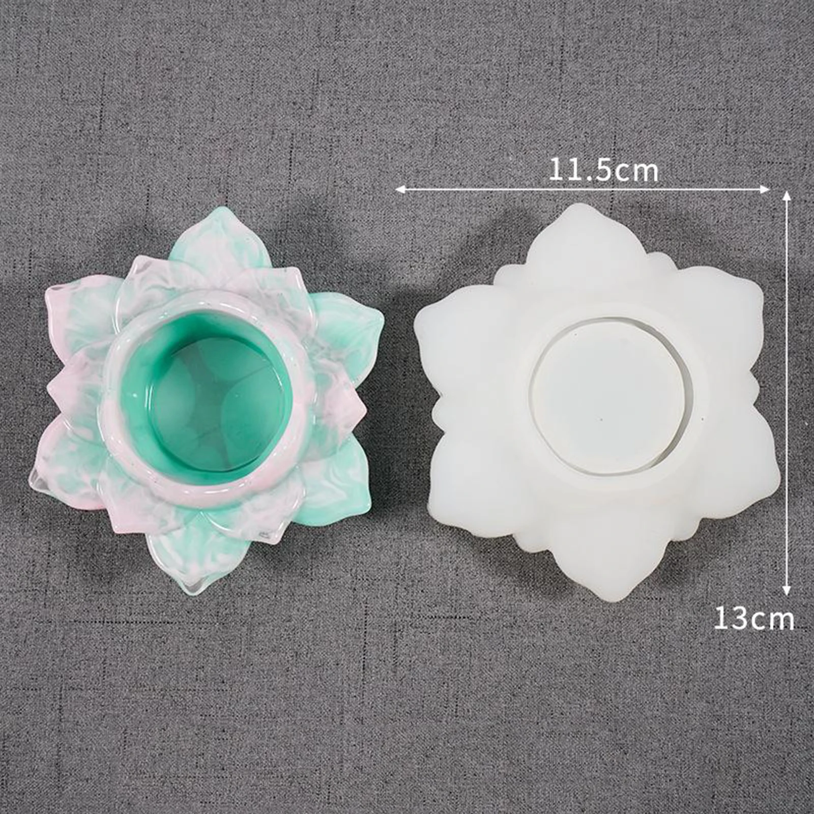 Lotus Shape Tealight Candle Holder Resin Mold Candlestick Candy Box Mould