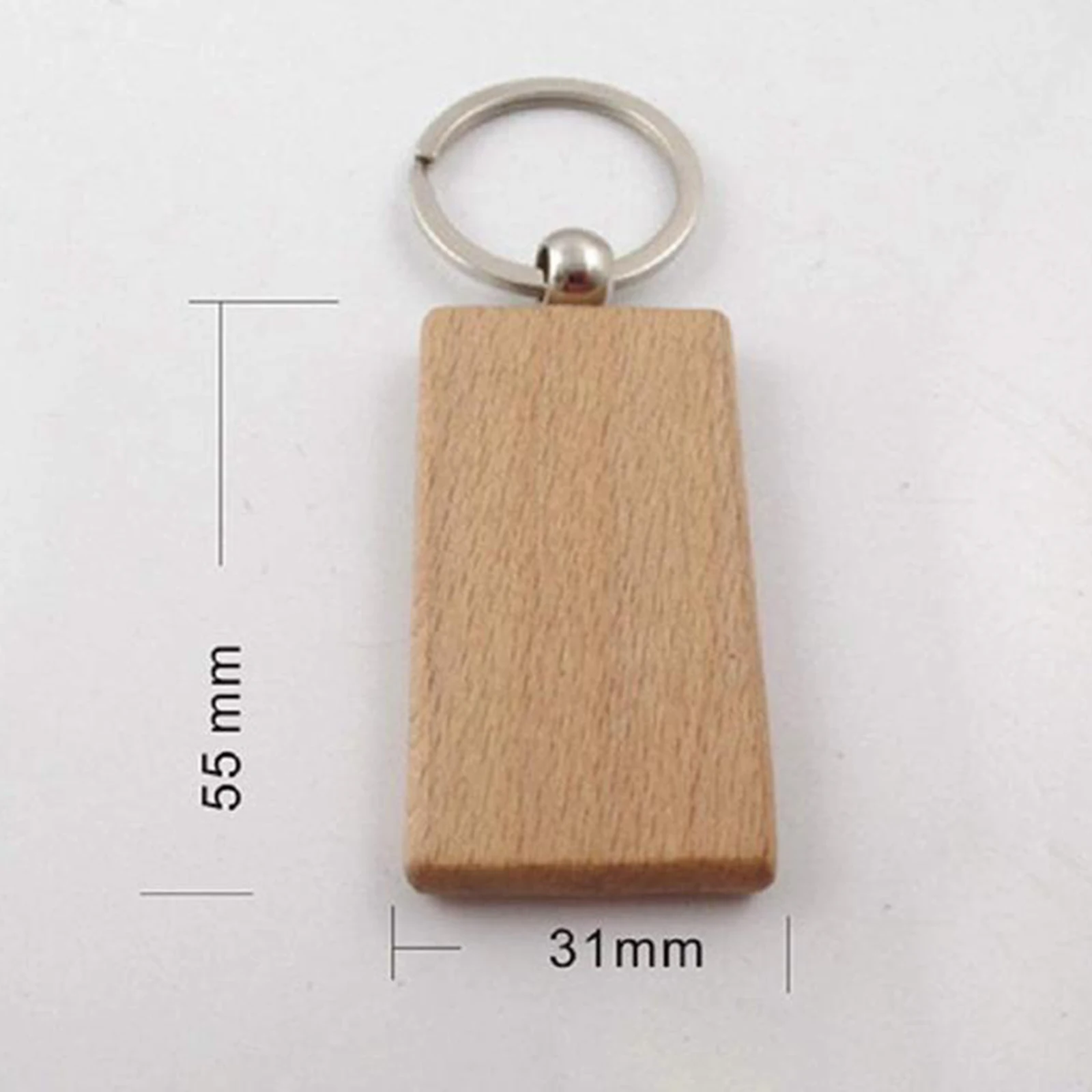 25x Unfinished Blank Plain Wooden Key Chain Wood Keychain Charm Pendant