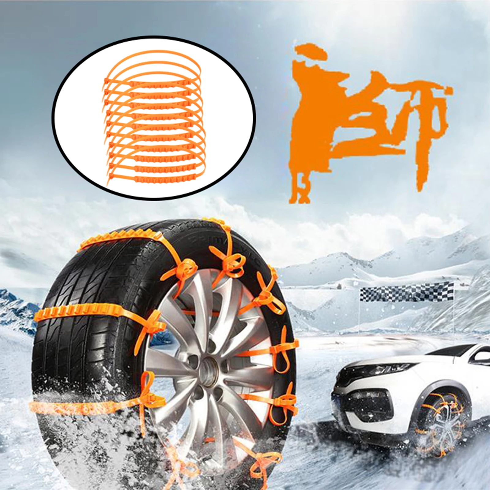 10Pcs Car Winter Tire Wheels Snow Chains Snow Tire Anti-skid Chains Wheel Tyre Cable Belt Winter Outdoor Emergency Chain