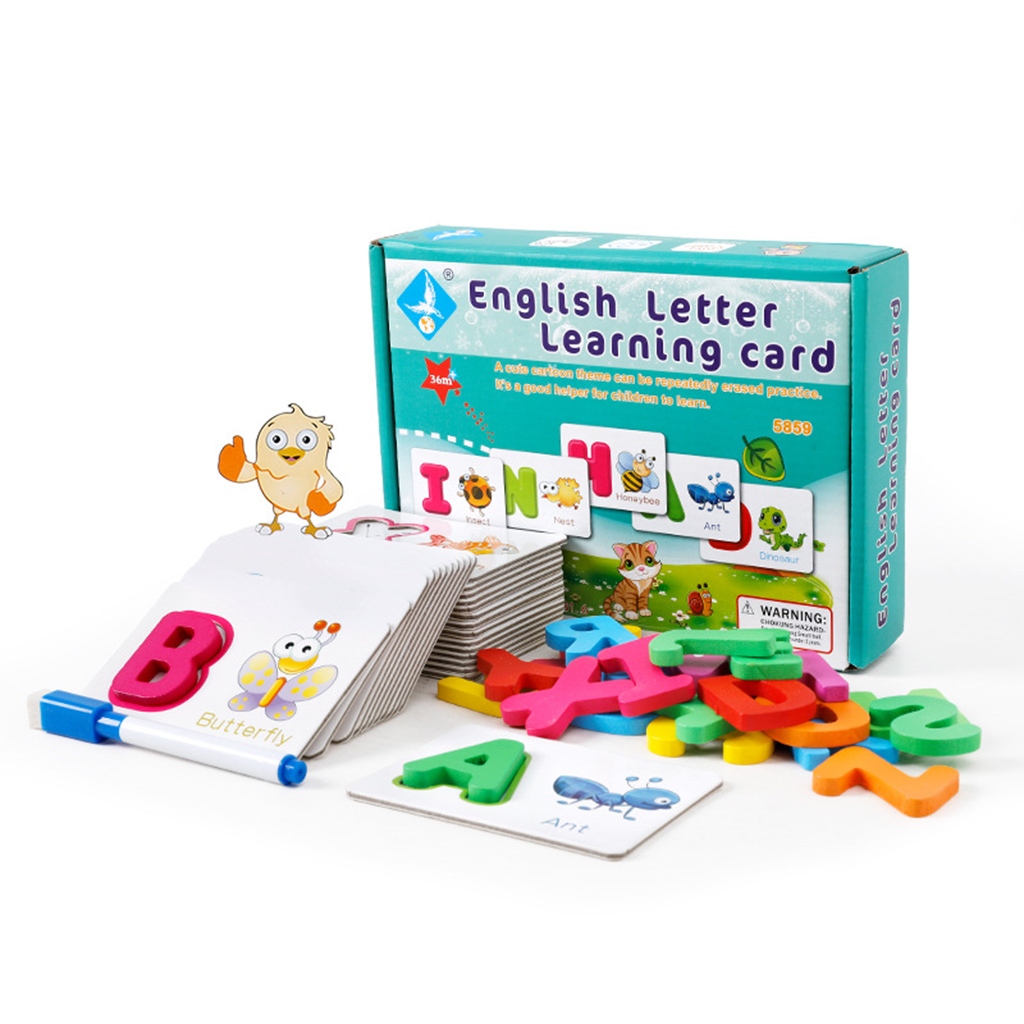 Wooden 26 ABC Alphabet Letters Learning & Writing Jigsaw Puzzles Blocks Toy Kids