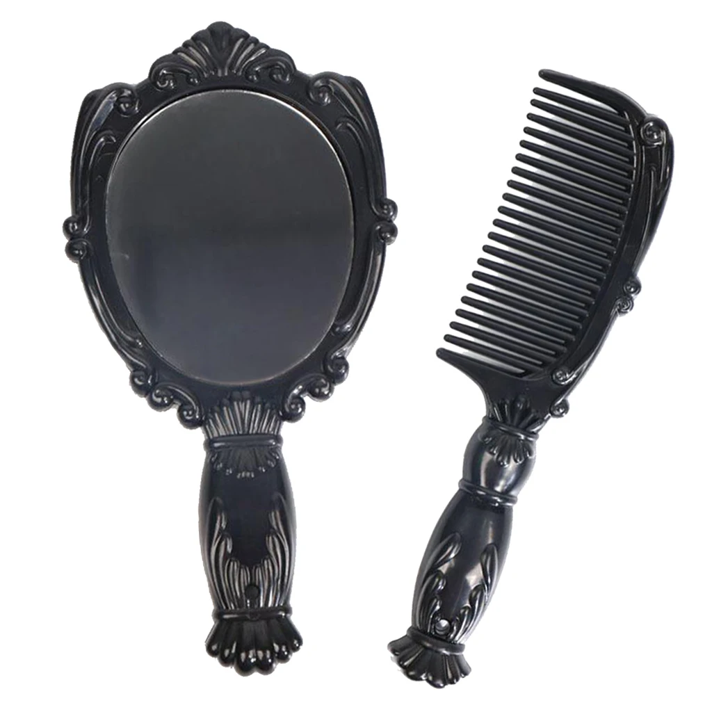 Vintage Hand Mirror Comb Set Makeup Mini Vanity Mirror, Travel Mirror And Comb