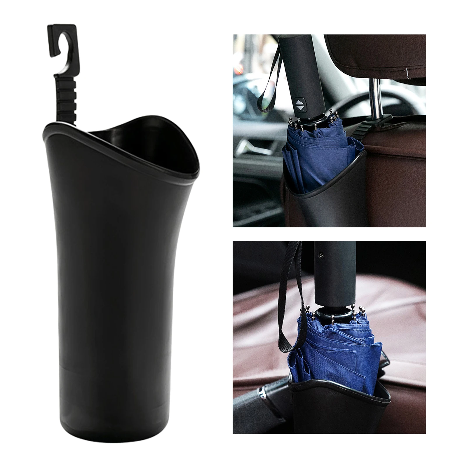 Multi-Function Auto Car Umbrella Holder Bucket Storage Box Bucket Garbage Can Hanging Organizer Black