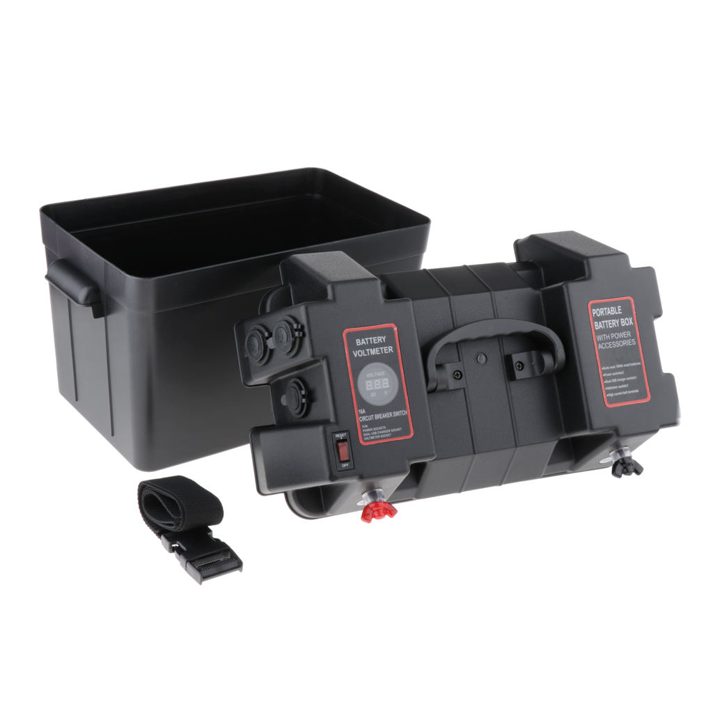 Multifunctional Battery Box Voltmeter Lightweight Durable Boat Camper RV