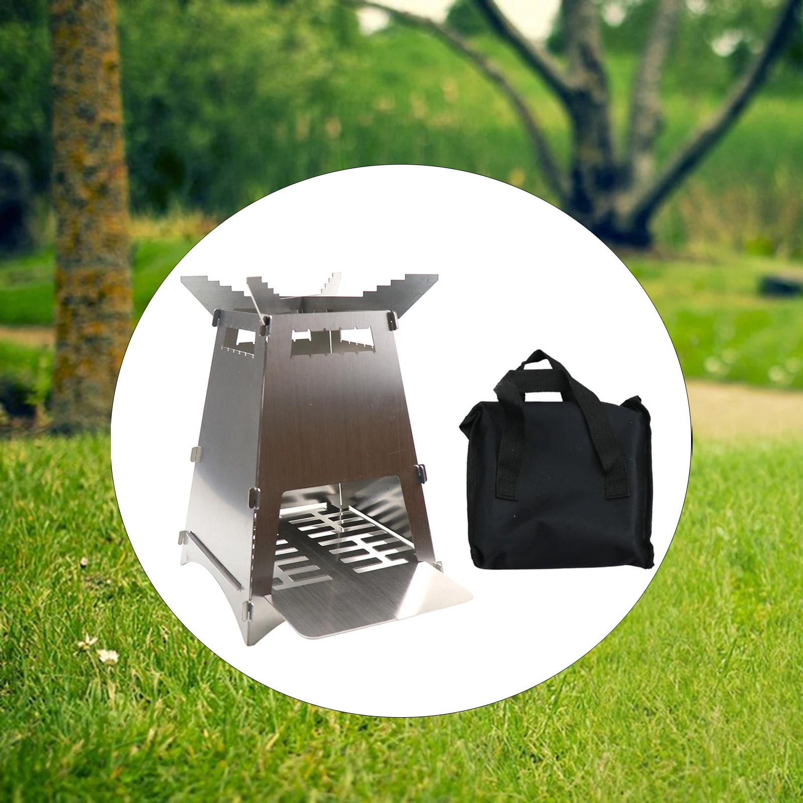Collapsible Wood Stove Camping Picnic Backpacking Outdoor with Carry Bag