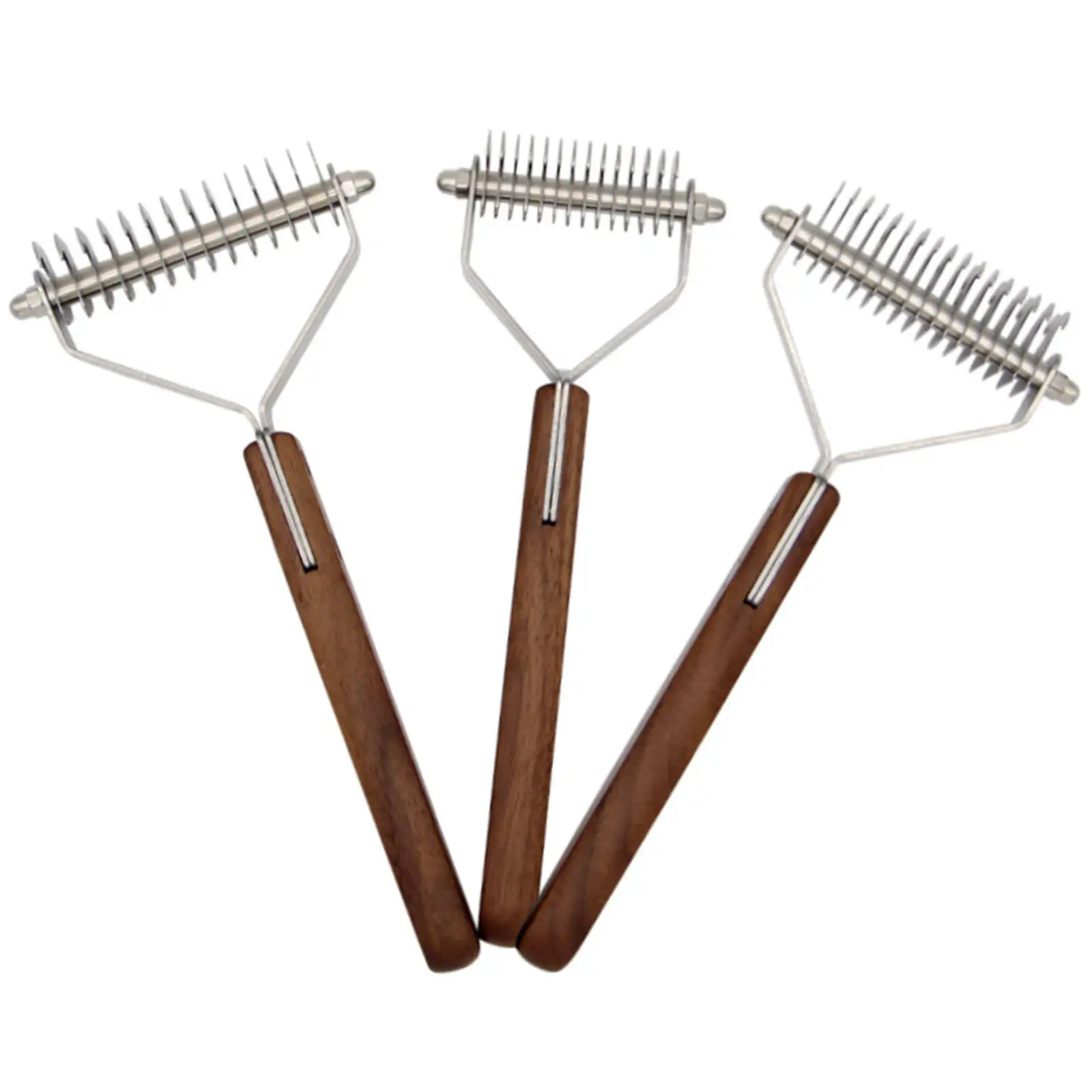 Dog Double Sided Knot Comb Walnut Stainless Open Knot Rake Knife Pet Grooming Products Comb For Dog And Cat