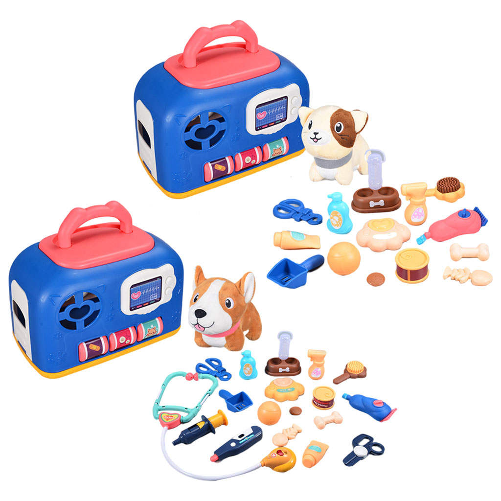 Portable Pet Care Playset Educational Toys Grooming Feeding for Kids Children 3 4 5 6